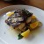 Grilled Spanish mackerel with baby artichokes, navel orange, and olive tapenade. Nice portion, nicely prepared, with nice flavors. But made me look at the Seattle Times' website for SRW, where the dish is listed as mackerel instead of Spanish mackerel. "Regular" mackerel is known as saba in Japan, where saba shio (grilled salted mackerel) is a popular dish. I think I actually prefer saba (and aji, which is horse mackerel in Japanese) to Spanish mackerel (sawara in Japan), as it's more oily and more "fishy," whereas this Spanish mackerel might appeal more to many Westerners. (I'm glad to see any mackerel on an American menu.)