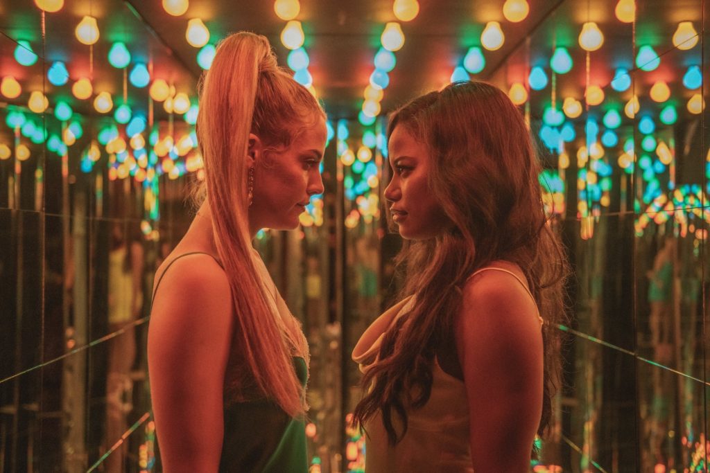 Taylour Paige as Zola and Riley Keough as Stefani in Zola. Courtesy of A24