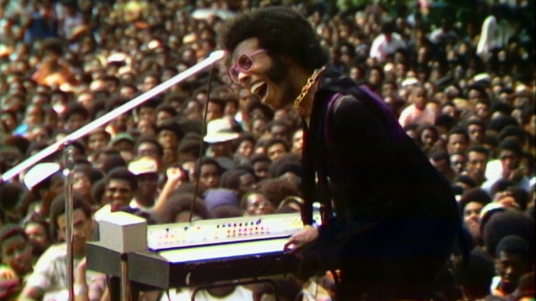 Sly Stone, performing at the Harlem Cultural Festival in 1969. Courtesy of Searchlight Pictures